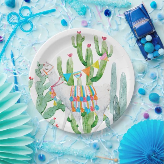 9"Rond Document Bord Boho Llama Bohemian Cacti Des (Feest)