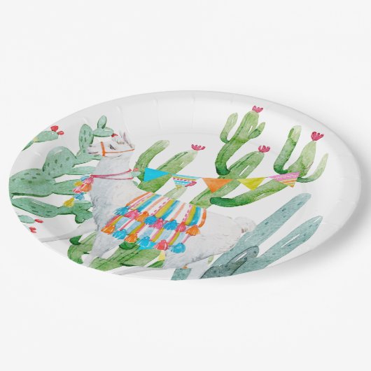 9"Rond Document Bord Boho Llama Bohemian Cacti Des (Gekanteld)