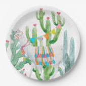 9"Rond Document Bord Boho Llama Bohemian Cacti Des (Voorkant)