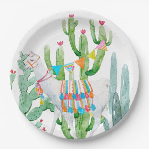 9"Rond Document Bord Boho Llama Bohemian Cacti Des