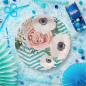 9"Rond Document Bord Geometrisch Roos Chevron Blau (Feest)