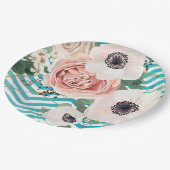 9"Rond Document Bord Geometrisch Roos Chevron Blau (Gekanteld)