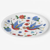 9"Rond document Bord Traditional Bird Tattoo Sparr (Gekanteld)