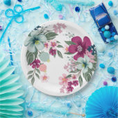 9"Rond Document Bord Tropische Bloem op Wit (Feest)