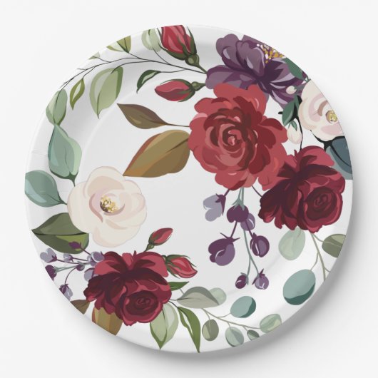 9"Rond Document Bord Witte Roses Goud Geometrisch (Voorkant)