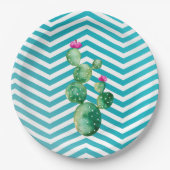 9" Rond Papier Bord Boho Cacti Cactus Succulent B (Voorkant)