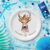 9" Rond Papier Bord boho hert Buck Hoofd Browning (Feest)