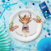 9" Rond Papier Bord boho hert Buck Hoofd Browning (Feest)