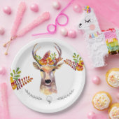 9" Rond Papier Bord boho hert Buck Hoofd Browning (Feest)