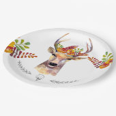 9" Rond Papier Bord boho hert Buck Hoofd Browning (Gekanteld)