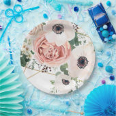 9" Rond Papier Bord Geometrische Tuin Roos Anemone (Feest)