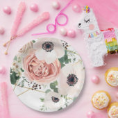 9" Rond Papier Bord Geometrische Tuin Roos Anemone (Feest)