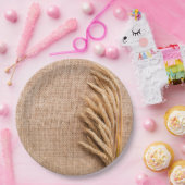 9" Rond Papier Bord Tarwe op Burlap Sack Land (Feest)