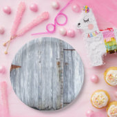 9"Rond Papier Bord Wit Wassen Houten Schuurdeur Co (Feest)