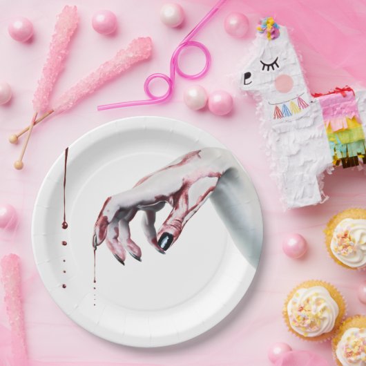 9" Rond Papier Bord zombie bloeddruppelvampier Got (Feest)