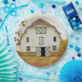 9" Rond Papier Bord Zonsondergang Schuur Land Rust (Feest)