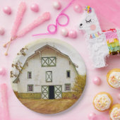 9" Rond Papier Bord Zonsondergang Schuur Land Rust (Feest)