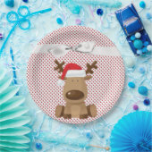 9" Ronde Papier Bord Rendier Kerst XMAS Polka (Feest)