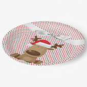9" Ronde Papier Bord Rendier Kerst XMAS Polka (Gekanteld)
