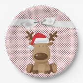 9" Ronde Papier Bord Rendier Kerst XMAS Polka (Voorkant)