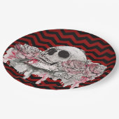 9" Ronde Papier Bord schedel Roos gothic Chevron z (Gekanteld)