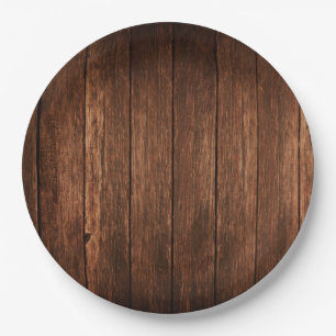 9" Ronde Papier Bord Schuur Hout Country Rustiek