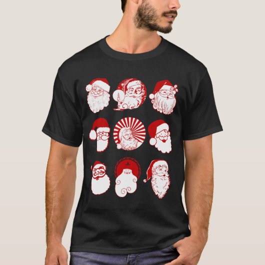 9 Santas - Mannen Zwarte korte hoes T-shirt (Voorkant)