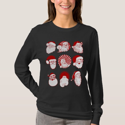 9 Santas - Vrouwelijke zwarte lange hoes T-shirt (Voorkant)
