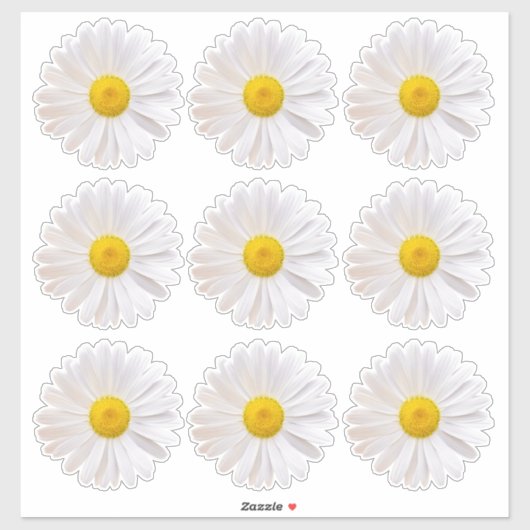 9 Shasta Daisy Flower Kiss-Cut Stickers (Vel)