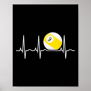 9 Shirt van de Ball - Pool Player Nine Ball Heartb Poster