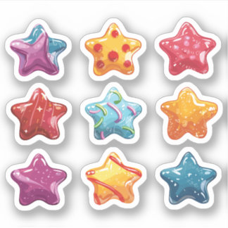 9 Snoep Sterren Sticker Set