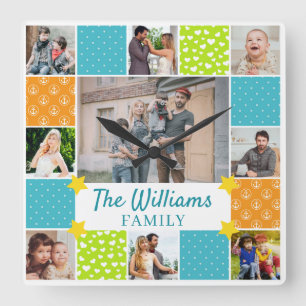 9 Speciaal gepersonaliseerde scrapbook stijlfamili Vierkante Klok