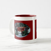 9 speelgoed trekkers op kerst tweekleurige koffiemok (Voorkant links)