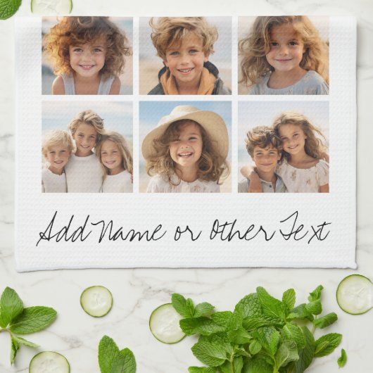 9 Square Photo Collage - Zwart-wit Theedoek (Gevouwen)