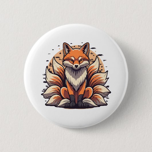 9 staartige vos geest ronde button 5,7 cm (Voorkant)