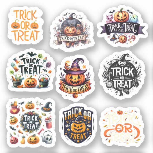 9 stickers Trick or treat (Voorkant)
