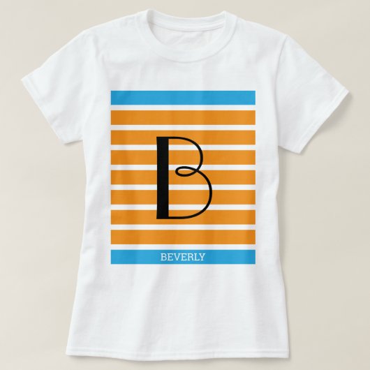 9 Stripes Oranje blauw, geïndividualiseerd monogra T-shirt (Design voorkant)