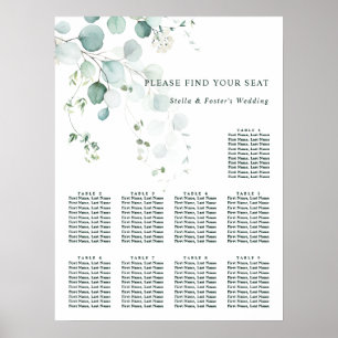 9 Tabel Elegant Green Foliage Sey Chart Poster