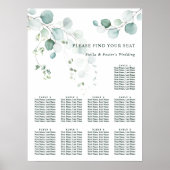 9 Tabel Elegant Green Foliage Sey Chart Poster (Voorkant)