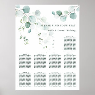 9 Tabel Elegant Green Foliage Sey Chart Poster