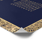 9 Tabel Elegant marineblauw gouden Rozen Poster (Hoek)