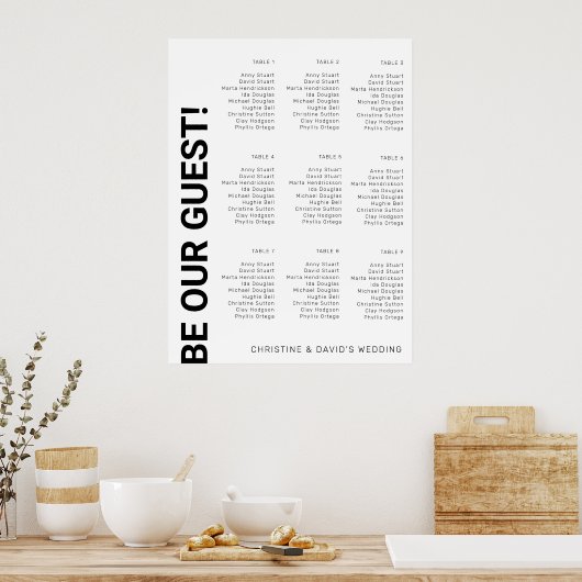 9 tabel Simple White Wedding Seating Chart Poster (Keuken)