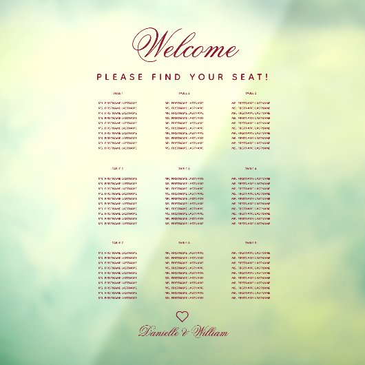 9 Tabel Transparante bruinkoolzaaigoed Raamsticker (Vel 3)