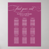 9 Tabellen Cassis Elegant Wedding Seding Chart Poster (Voorkant)