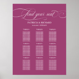 9 Tabellen Cassis Elegant Wedding Seding Chart Poster