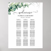 9 Tabellen Rustic Greenery Wedding Seating Chart Poster (Voorkant)