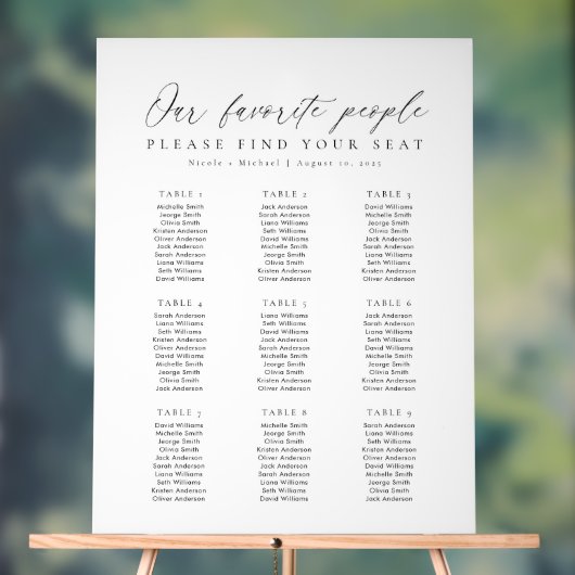 9 Tables Favorite People Acrylic Seating Chart Acryl Bord (Neutraal)