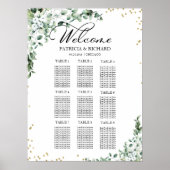 9 Tables Greenery Wedding Seating Chart Poster (Voorkant)