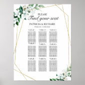 9 Tables Wedding Seating Chart Greenery Geometric Poster (Voorkant)