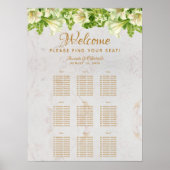 9 Tables Wedding Seating Chart Marble White Lilies Poster (Voorkant)